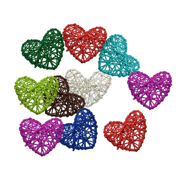 BOULES EN ROTIN et osier en forme de cœur, pendentifs, décorations de