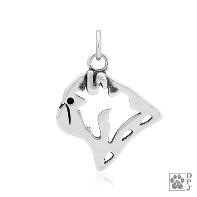 Pug Necklace, Head pendant - recycled .925 Sterling Silver