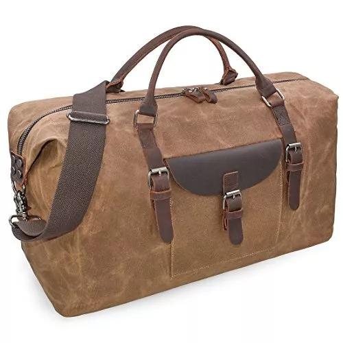 Mens Travel Holdall Duffle Bag Leather Weekend Overnight Bag Waterproof Large...