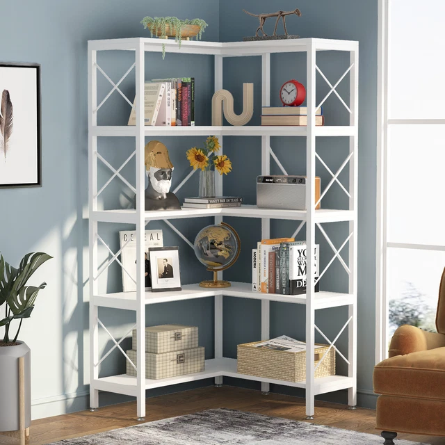 5SHELF CORNER BOOKSHELF Bookcase Home Office Display Stand Storage