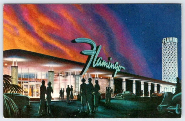 Showtime At The Fabulous Flamingo Hotel Las Vegas Neon Sign Night View Postcard