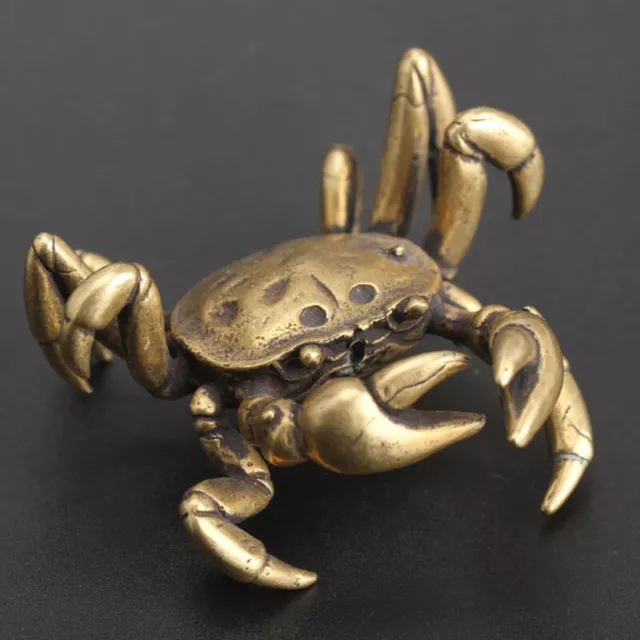 Rétro Cuivre Crabe Animal Statue Sculpture Figurine Ornements Maison Bureau Déco