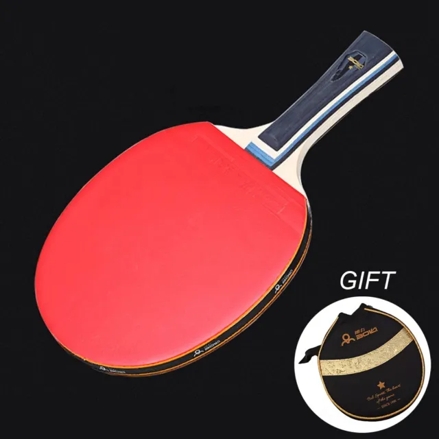 Bat Table Tennis Racket Long Handle Reverse Glue Strong Spin Wood+Rubber