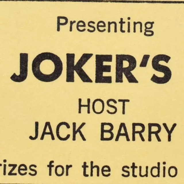 1979 The Joker's Wild Show Ticket Jack Barry KCOP Willoughby La Brea Hollywood