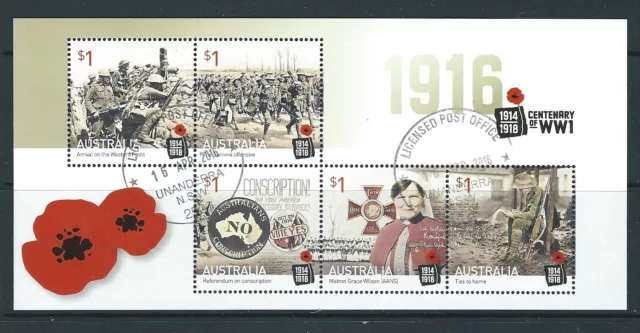 Australia 2016 Centenary Of World War I Fine Used Miniature Sheet