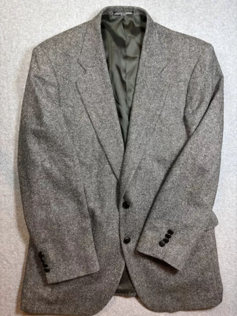 Saville Row Men’s Blazer Sport Coat Gray Herringbone Wool 44R