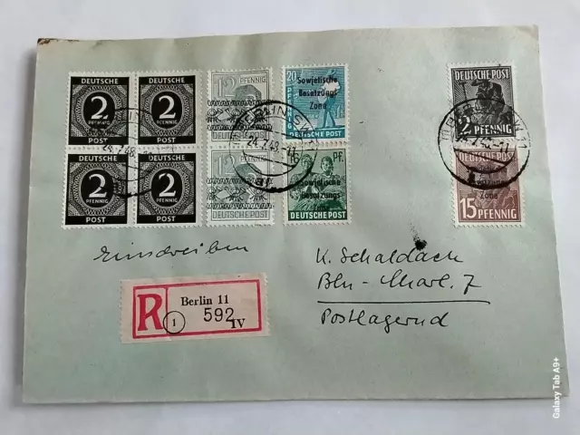 Germany Einschreiɓen Registered Cover w/ Great OVP Besatzungs Franking 1948 CDS