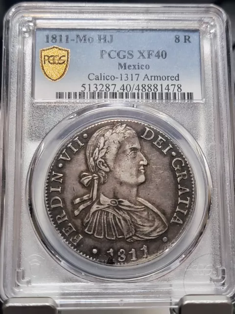 1811-Mo HJ Mexico 8 Reales Silver Coin - PCGS XF40 - Calico 1317 Armored Choice