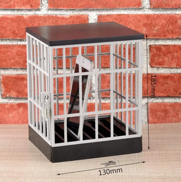 Jaula Carcel prision para Móvil 15x19x13 cm, candado, 2 llaves, metal y plástico