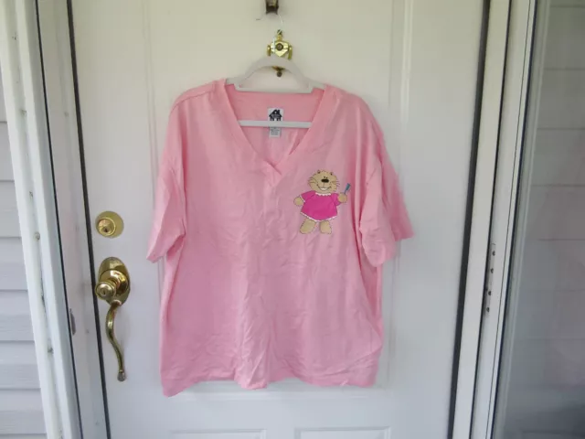 Bedtime Stories Ladies 1X Pink Night Shirt w/Kitty