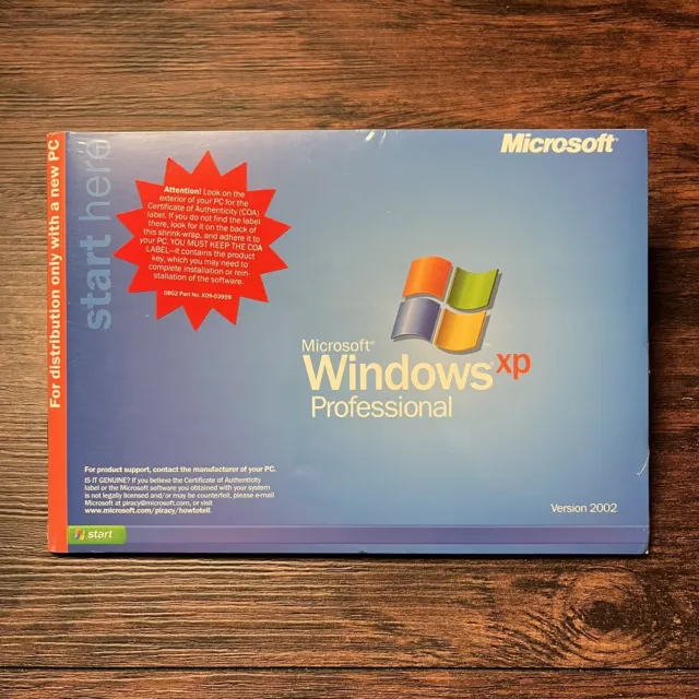 Microsoft Windows XP Professional CD Sealed 2002 SP1 REQUIRES KEY - NOT INCLUDED