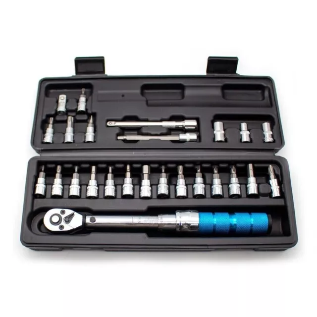 Manual 1/4" 2-14Nm Adjustable Torque Wrench Bicycle Repair Tools Kit 25PCS/Set