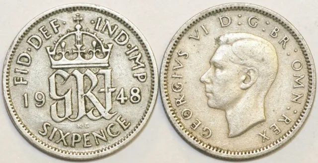 1947 to 1951 George VI Cupro-Nickel Sixpence Your Choice of Date  / Year