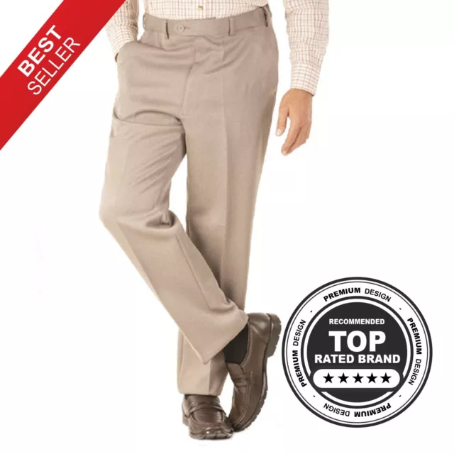MENS CAVALRY TWILL Trouser Expanding Waist Trouser Smart Formal Casual  Pants £29.99 - PicClick UK