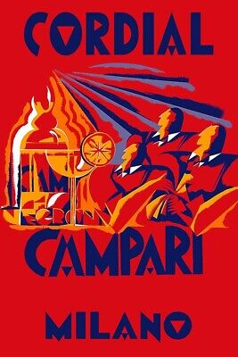 Poster Manifesto Locandina Pubblicità Stampa Vintage Aperitivo Cordial Campari