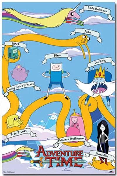 Adventure Time Characters Poster (59X86Cm)  Picture Print New Art Wall Finn Jake