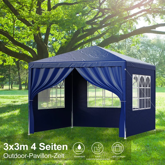 Pavillon Festzelt Picknicks Partyzelt 3x3m Gartenzelt Wasserdicht Zelt 3-Farbe