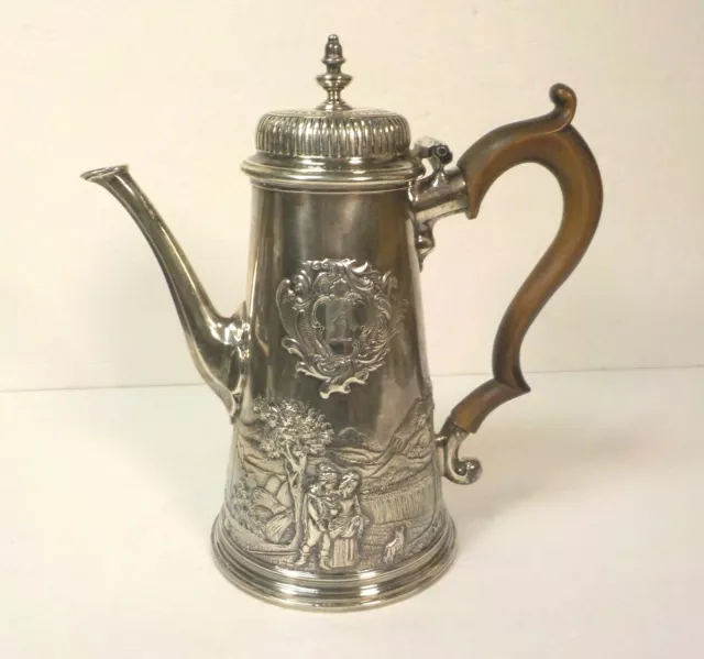 English Georgian Sterling Silver 9.5" Coffee Pot, John Edwards II, c. 1733