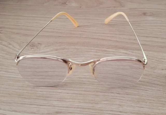 Ancienne paire de lunettes avec monture en or massif 12 carats - Marque ALGHA