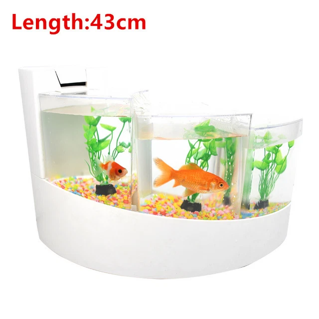 Tropical Betta Acrylic Fish Tank Three Fish Tanks in One with Led Light and Pump