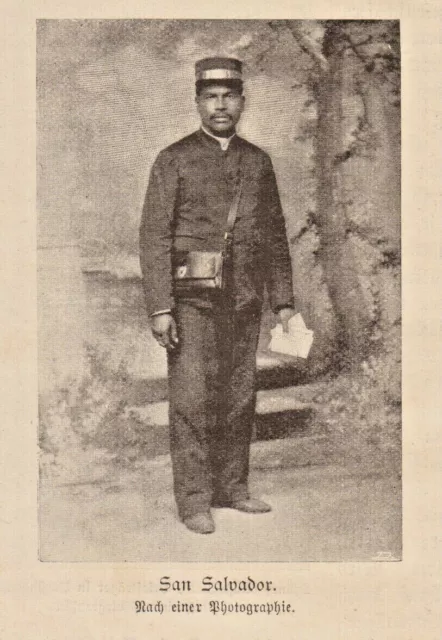 Briefträger in San Salvador anno 1899 - Historische Abb. von 1899