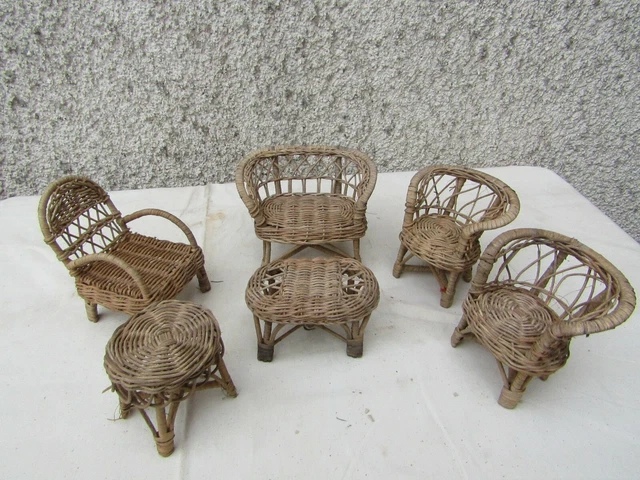 Mobilier De Poupée Ancien – Rotin Et Bambou (occasion)