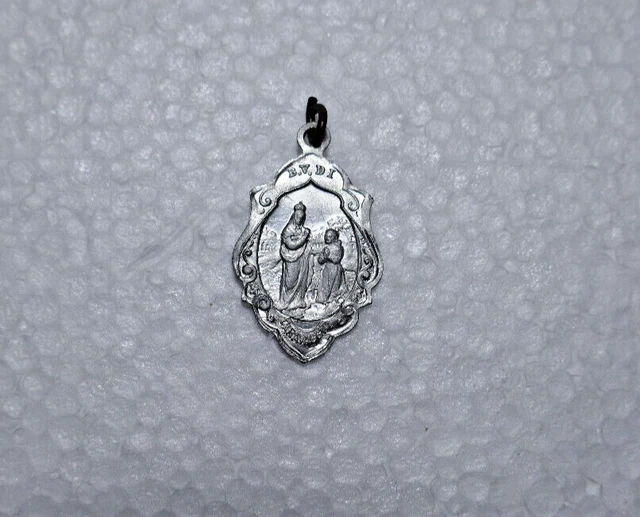 Pendentif Religieux En Argent Massif Et émail Madonna Di Caravaggio - Occasion, Style Rectangle
