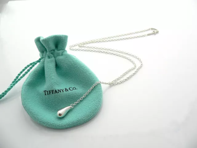 Tiffany & Co Silver Peretti Teardrop Lariat Necklace Pendant Chain Charm Gift