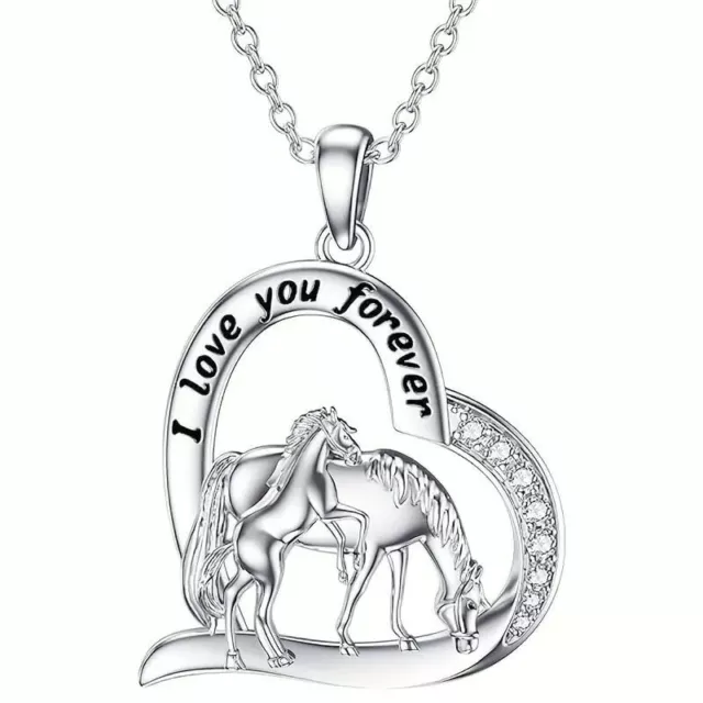 Horse & Western Jewellery Jewelry Heart Horse Mare & Foal Necklace Silver