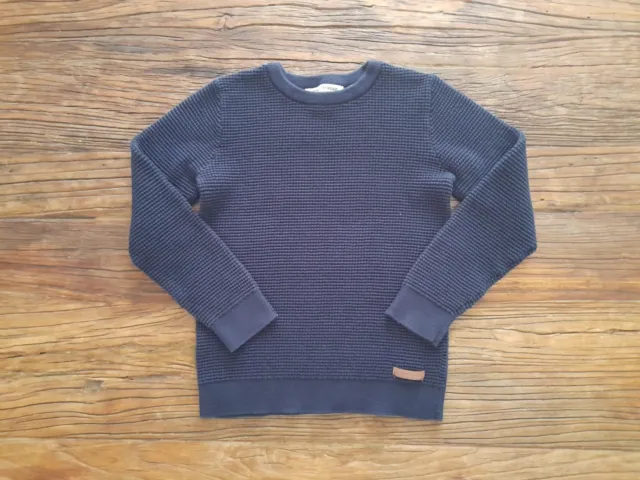 Boys Size 8 "Country Road" Long Sleeved Navy Cotton Knit Pullover Jumper