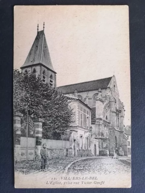 cpa 95 - VILLIERS LE BEL (Val d'Oise) ÉGLISE St-Didier Rue Victor Couffé animée