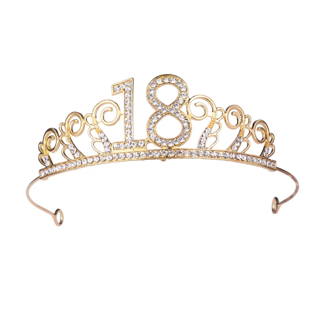 Set Compleanno Ragazza: Corona Tiara Con Strass E Fascia Scritta Glitterata