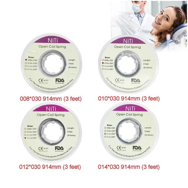 1XDental Orthodontic  Niti Open Coil Spring Spool .008/010/012/014 Inch 914mm