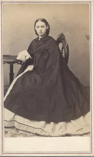 Civil War Era Portrait Of Woman W/ Stunning Eyes In Large Dress - Boston, Mass