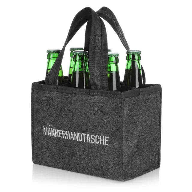 Nordstern Männerhandtasche Filz Flaschentasche Geschenk Bierträger mit 6 Fächern