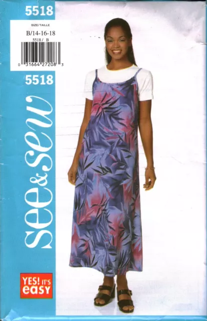5518 Vintage Butterick Sewing Pattern Misses Loose Fitting Pullover Jumper Dress