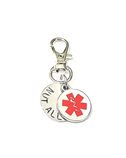 Llavero giratorio y disco médico con etiqueta de advertencia de emergencia SOS 32 mm de alerta médica