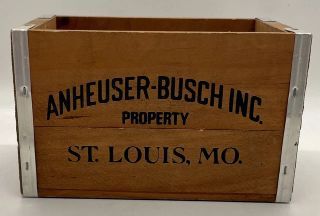 VINTAGE ANHEUSER-BUSCH INC. BUDWEISER ST LOUIS, MO 6"x4"x4" WOODEN CRATE BOX