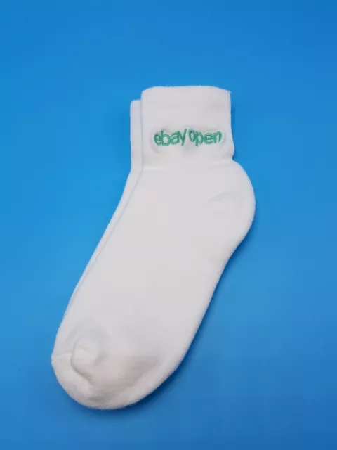 Athletic Socks Ebay Open 2017 White Ankle Length Embroidered Logo Unisex NEW 2