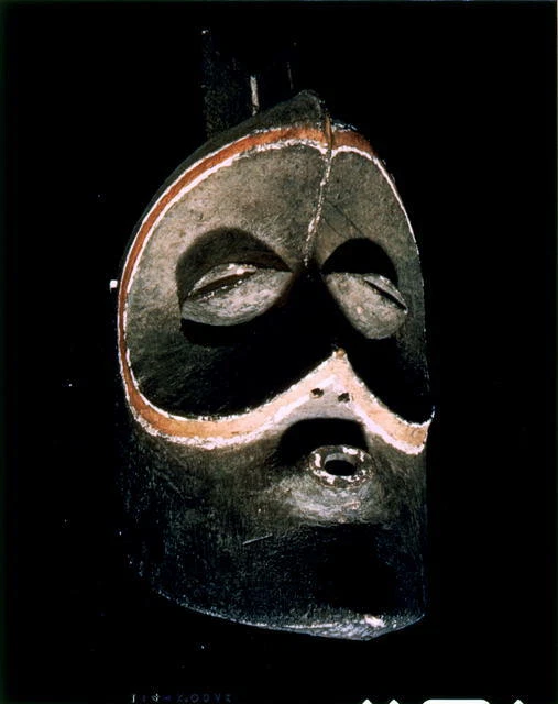 Wooden mask,initiation rites,Bapende tribe,Pende,Belgian Congo,J Twyman,c1953