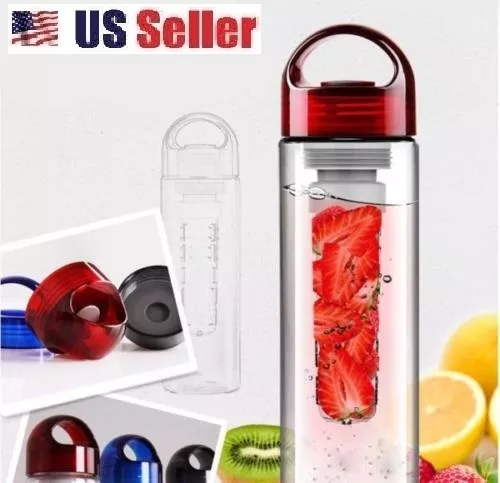 700ml Red Cap Fruit Infusing Infuser Water Bottle Sports Health New