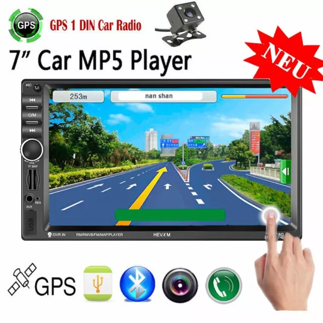 7"Doppel 2Din Autoradio HD Touchscreen GPS Navi RDS Bluetooth Mit Rückfahrkamera