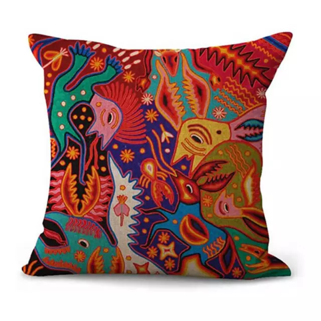 Retro Floral Mexican style Pillow Covers Bohemia Trippy Geometric Cushion Case