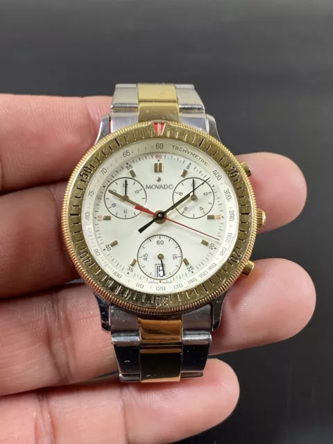 Movado Chronograph Quartz Swiss Made White Dial 37mm Two Tone Stainless Watch