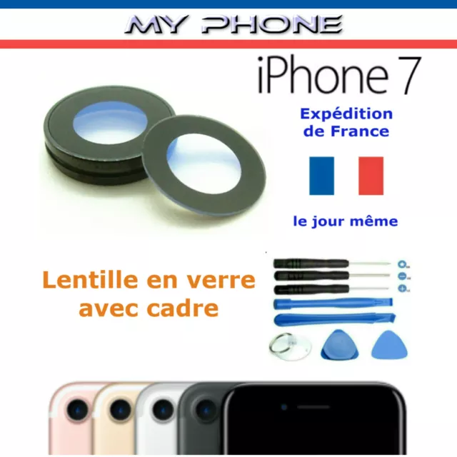 Vitre Caméra Lentille Arrière IPHONE 7 Apple en verre avec cadre appareil Photo