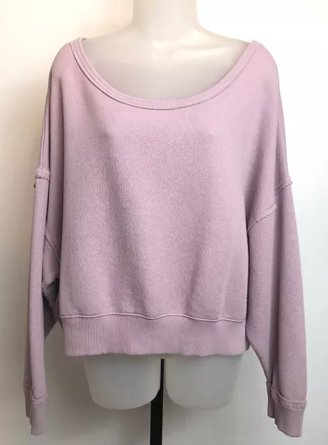 American Eagle Womens L Sweatshirt Pullover Off the Shoulder Cropped Long Sleeve