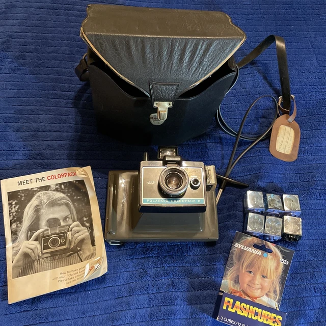 1968 Polaroid Colorpack 2 II Land Camera w/Manual & Case Bag & Flash Cubes Clean