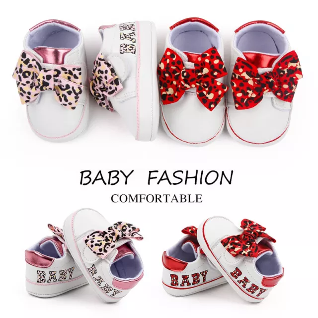 Newborn Baby Girl Leopard Pram Shoes Infant Toddler Soft Sole Sneakers Trainers