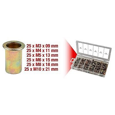Gama KS TOOLS Hijas roscadas, acero, M3x9mm-M10x21mm, 150 piezas