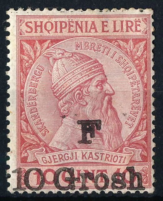 ALBANIA 1914, REVENUE, POSTAGE MINT STAMP OVERPRINTED ''F'' & 10 Gr, RR! #A738